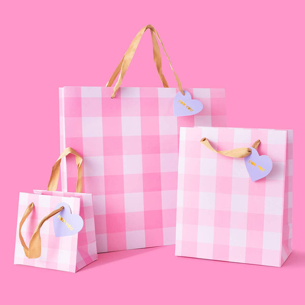 Light Pink Gingham Gift Bags: Medium