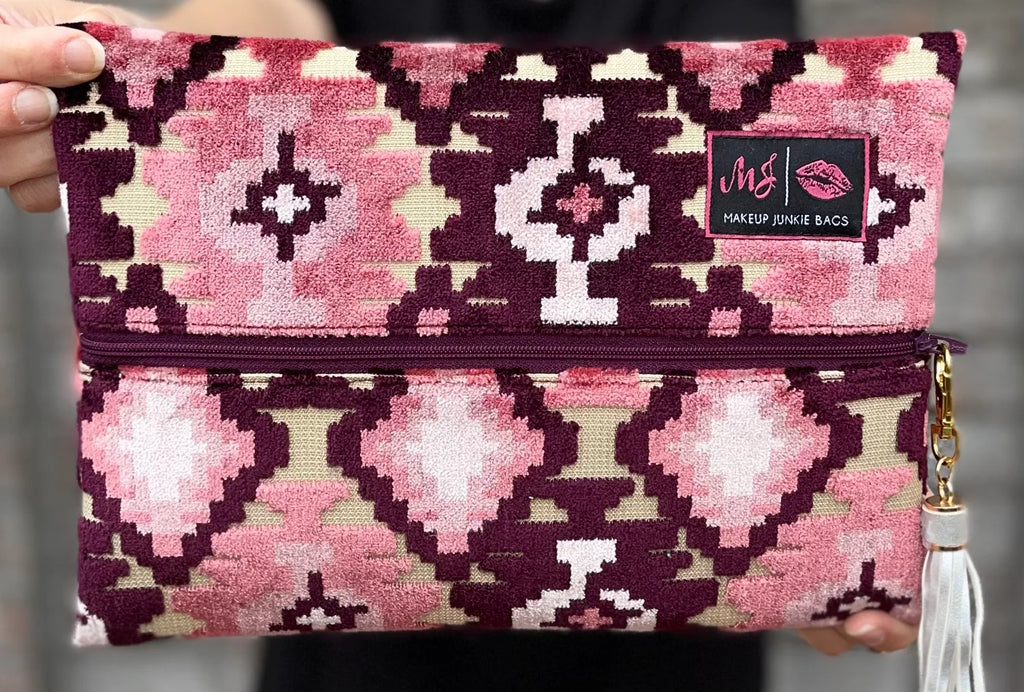 Makeup Junkie Bags - Aztec Maroon