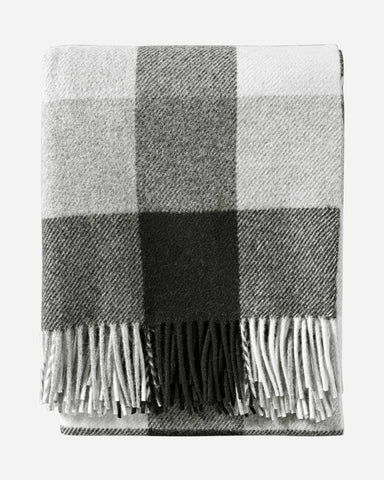 Eco-Wise Washable Wool Fringed Throw - Black/Ivory