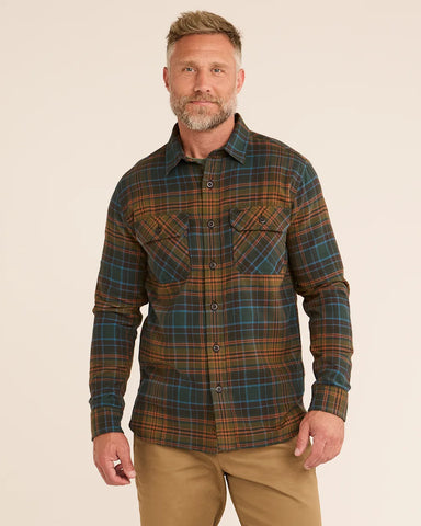 Men’s Plaid Burnside double-brushed flannel shirt - Rust