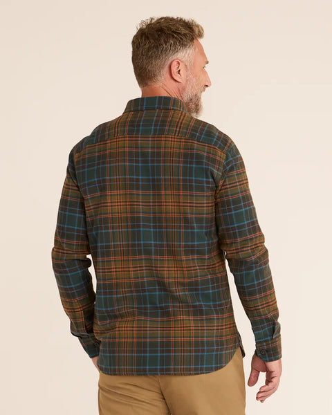 Men’s Plaid Burnside double-brushed flannel shirt - Rust