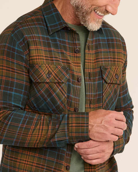 Men’s Plaid Burnside double-brushed flannel shirt - Rust