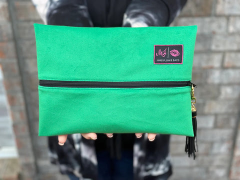 Makeup Junkie Bags - Kelly Green Velvet