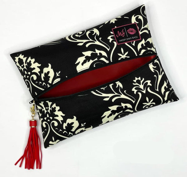 Makeup Junkie Bags - Black/Cream Damask