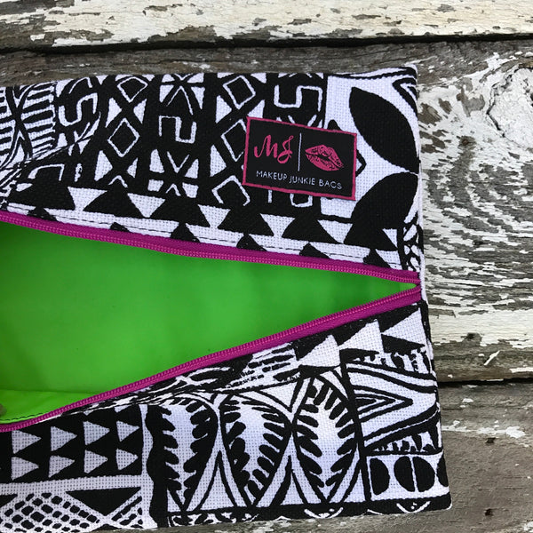 Makeup Junkie Bags - Bohemian *Lime Green Interior